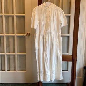 Vintage 1980s Cotton Embroidered Summer Dress Boho